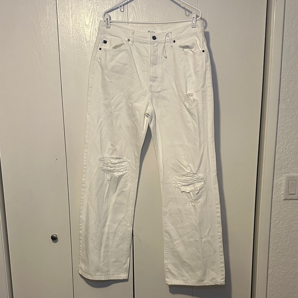women’s KanCan white wide leg flair jeans